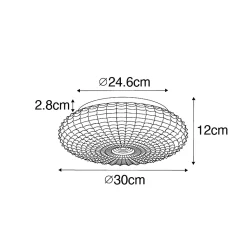 Plafonnier classique noir avec verre fumé 30 cm IP44 - Nohmi