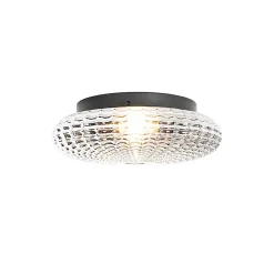 Plafonnier classique noir avec verre fumé 35 cm IP44 - Nohmi