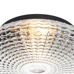 Plafonnier classique noir avec verre fumé 35 cm IP44 - Nohmi
