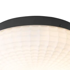 Plafonnier classique noir avec verre opale 30 cm IP44 - Nohmi