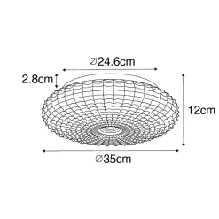 Plafonnier classique noir avec verre opale 35 cm IP44 - Nohmi