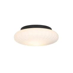 Plafonnier classique noir avec verre opale 35 cm IP44 - Nohmi