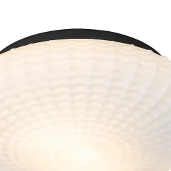 Plafonnier classique noir avec verre opale 35 cm IP44 - Nohmi