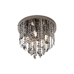 Plafonnier Classique Noir avec Verre Fumé - Medusa