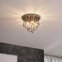 Plafonnier Classique Noir avec Verre Fumé - Medusa