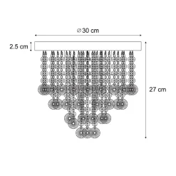 Plafonnier Classique Noir avec Verre Fumé - Medusa