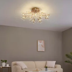 Plafonnier cristal doré 78 cm - Gutenstein