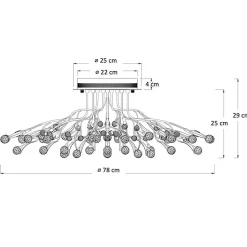 Plafonnier cristal doré 78 cm - Gutenstein