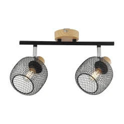 Plafonnier décoratif 2xE14 23W IP20 - Noir et bois