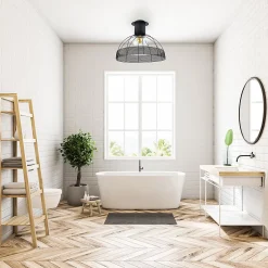 Plafonnier de salle de bain Auguste IP44 E27 40W noir Seynave