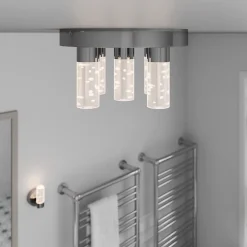 Plafonnier de salle de bain Myvat LED intégrée 1200lm 14W IP44 Ø28cm blanc GoodHome argent