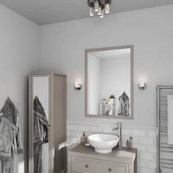 Plafonnier de salle de bain Myvat LED intégrée 1200lm 14W IP44 Ø28cm blanc GoodHome argent