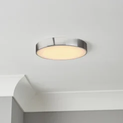 Plafonnier de salle de bain Wapta LED intégrée 1200lm 12W IP44 Ø28,3cm blanc froid & blanc chaud GoodHome chrome brillant