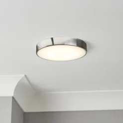 Plafonnier de salle de bain Wapta LED intégrée 1200lm 12W IP44 Ø28,3cm blanc froid & blanc chaud GoodHome chrome brillant