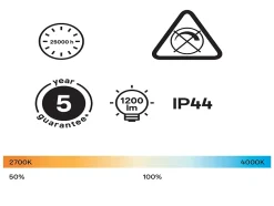 Plafonnier de salle de bain Wapta LED intégrée 1200lm 12W IP44 Ø28,3cm blanc froid & blanc chaud GoodHome noir