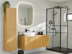 Plafonnier de salle de bain Wapta LED intégrée 1200lm 12W IP44 Ø28,3cm blanc froid & blanc chaud GoodHome noir