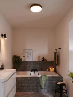 Plafonnier de salle de bain Wapta LED intégrée 1200lm 12W IP44 Ø28,3cm blanc froid & blanc chaud GoodHome noir