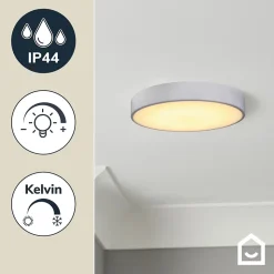 Plafonnier de salle de bain Wapta LED intégrée blanc 1200lm 12W IP44 Ø28,3cm blanc froid & blanc chaud GoodHome