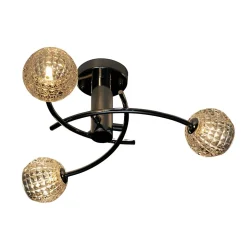 Plafonnier design à 3 sphères transparentes aux motifs graphiques - Salvati