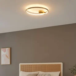 Plafonnier design cercle doré 50 cm - Evelia