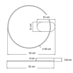 Plafonnier design cercle doré 50 cm - Evelia