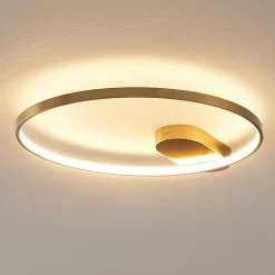 Plafonnier design cercle doré 50 cm - Evelia