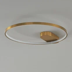 Plafonnier design cercle doré 50 cm - Evelia