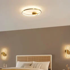 Plafonnier design cercle doré 50 cm - Evelia