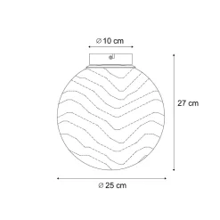 Plafonnier design laiton avec verre dégradé blanc - Pillon