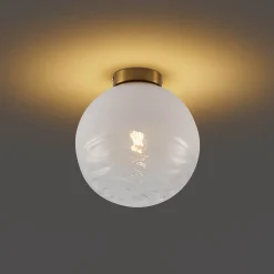 Plafonnier design laiton avec verre dégradé blanc - Pillon