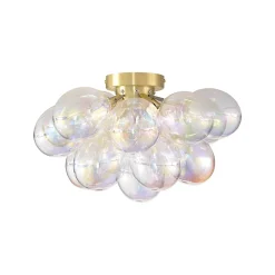 Plafonnier design laiton avec verre arc-en-ciel 4 lumières - Uvas
