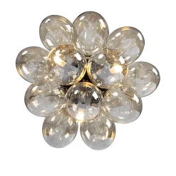 Plafonnier design noir avec verre ambré 3 lumières - Uvas