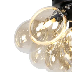 Plafonnier design noir avec verre ambré 3 lumières - Uvas