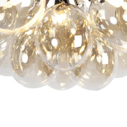 Plafonnier design noir avec verre ambré 3 lumières - Uvas