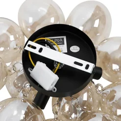 Plafonnier design noir avec verre ambré 3 lumières - Uvas