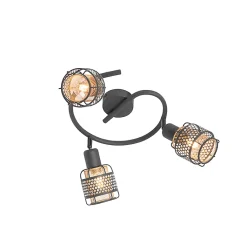 Plafonnier design noir avec or 3 lumières rond - Noud