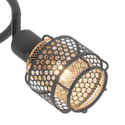 Plafonnier design noir avec or 3 lumières rond - Noud