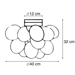 Plafonnier design noir avec verre ambré 4 lumières - Uvas