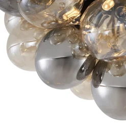 Plafonnier design noir avec verre ambré et fumé 6 lumières - Uvas