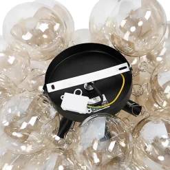 Plafonnier design noir avec verre ambre 6 lumières - Uvas