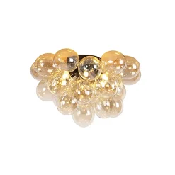 Plafonnier design noir avec verre ambre 6 lumières - Uvas