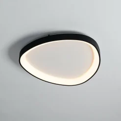 Plafonnier design ovale cercle noir LED dimmable 42 cm - Mesiano
