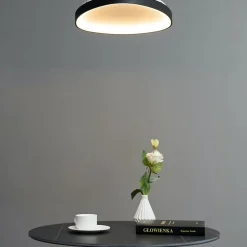 Plafonnier design ovale cercle noir LED dimmable 42 cm - Mesiano