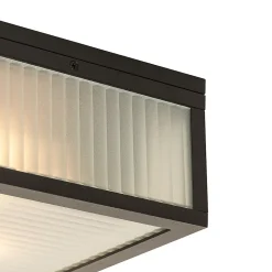 Plafonnier d'extérieur intelligent noir avec verre nervuré, Wi-Fi A60 inclus - Charlois