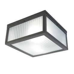 Plafonnier d'extérieur intelligent noir avec verre nervuré, Wi-Fi A60 inclus - Charlois