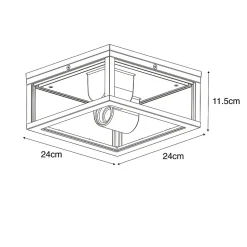 Plafonnier d'extérieur intelligent noir avec verre nervuré, Wi-Fi A60 inclus - Charlois