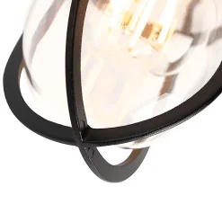 Plafonnier d'extérieur rustique noir avec verre IP44 - Elza