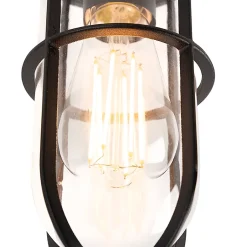 Plafonnier d'extérieur rustique noir avec verre IP44 - Elza