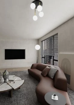 Plafonnier DOLCE 4 BL OPAL, Emibig Lighting, Fabriqué en EU