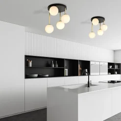 Plafonnier DOLCE 4 BL OPAL, Emibig Lighting, Fabriqué en EU